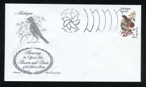 US 1974 Michigan American Robin Apple Blossom UA Artmaster cachet FDC 