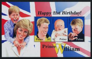 Palau 727-8 MNH Prince William 21st Birthday, Princess Diana