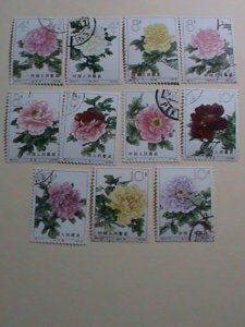 CHINA -STAMPS-1964-S61-SC#767-777  CHINESE PEONIES FLOWERS, CTO- NH STAMPS