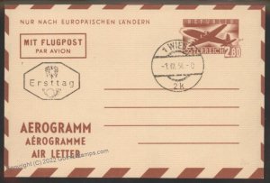 Austria 1954 FDC  Airmail Aerogram Cover G108035