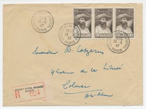 Registered cover / Postmark France 1947 Universal Postal Congres - Paris 1947