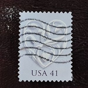 US Scott # 4151; used 41c Wedding Heart from 2007; VF centering; off paper