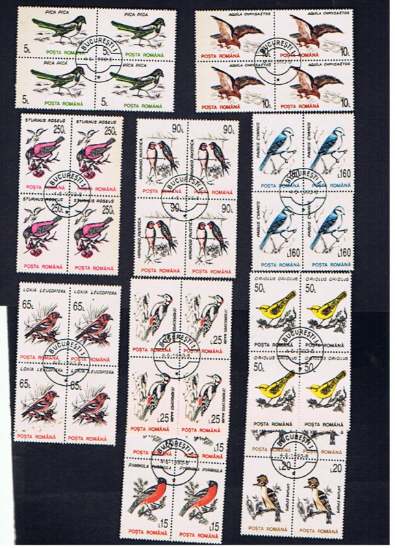 ROMANIA BIRDS BLOCKS OF FOUR