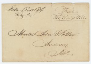 USA 1819 Little Rest Rhode Island Free Frank with enclosed letter to Asa Potter