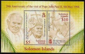 Solomon Is #1025 MNH Souvenir Sheet - Visit of Pope John Paul II - Overprint