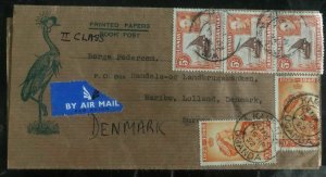 1952 Kampala Uganda Airmail Wrapper Crested Crane Cover To Maribo Denmark