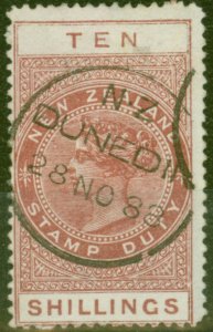 New Zealand 1886 10s Brown SGF31 Fine Used