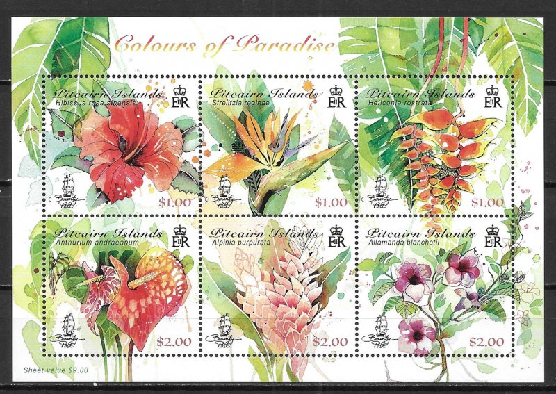 Pitcairn Islands 847 Flowers Block MNH