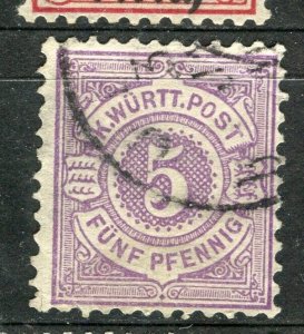GERMANY; WURTTEMBERG 1870s early classic issue fine used 5pf. value