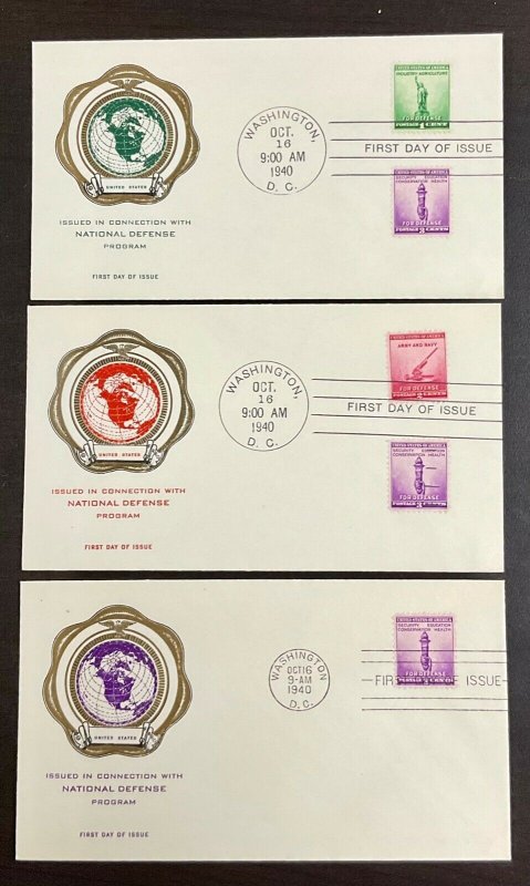 899 - 901 Rice Cachets  Washington National Defense FDC M-114