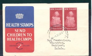 New Zealand Pair of Scott # b42 Pair on First Day Cover 1952