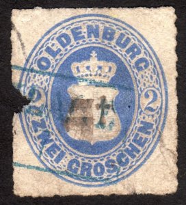 1862, Germany Oldenburg 2Gr, Used, fault, Sc 19