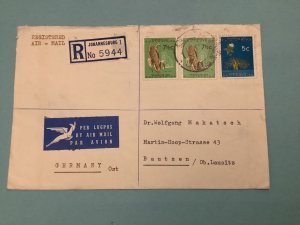 South Africa 1962 Registered Air Mail to Germany Stamps Cover R41660