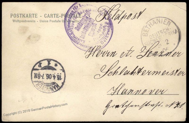 Germany 1906 SW Africa Bethanien Herero Uprising Feldpost DSWA Cover 85561