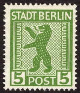 1945, Germany, Allied Occupation of Berlin 5pf, MNH, Sc 11N1