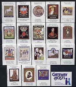 Match Box Labels - complete set of 18+1 Inn Signs, superb...