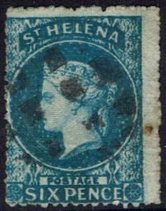 ST HELENA 1861 QV 6D WMK STAR ROUGH PERF USED