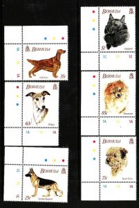 Bermuda-Sc#638-43- id9-unused NH set-Animals-Dogs-1992-