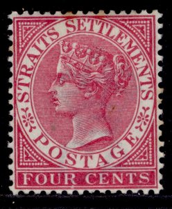 MALAYSIA - Straits Settlements QV SG98, 4c deep carmine, M MINT. Cat £17.