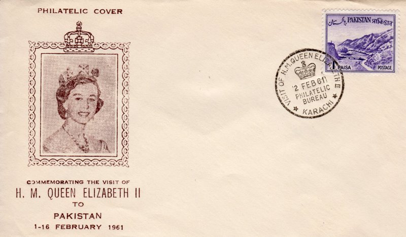 PAKISTAN 1961 VISIT OF H.M.QUEEN ELIZABETH II to PAKISTAN Special Postmark Cover