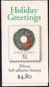 #3245-48A,B&C 32 cent Wreaths, Booklet, Stamp Mint OG NH XF