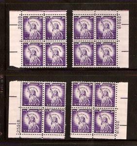 #1035 3c Liberty Plate Block Mint NH #25918 dry printed