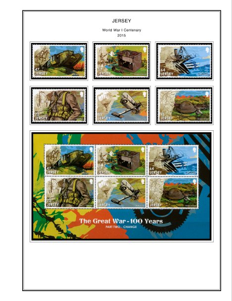 COLOR PRINTED JERSEY 2011-2020 STAMP ALBUM PAGES (135 illustrated pages)