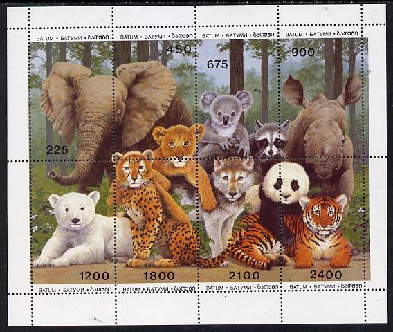 Batum 1996 Wild Animals composite perf sheetlet containin...
