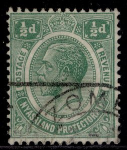 NYASALAND PROTECTORATE GV SG83, ½d green, FINE USED.