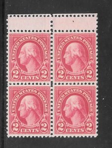 #634 MNH Block of 4 Full Gutter on Top