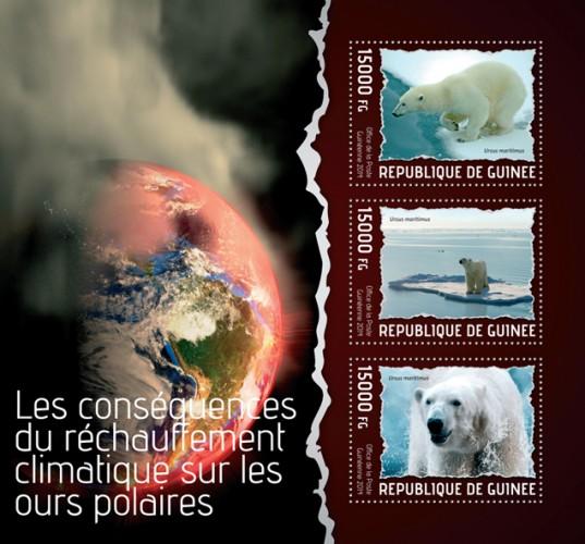 GUINEA 2014 SHEET POLAR BEARS GLOBAL WARMING RECHAUFFEMENT CLIMATIQUE