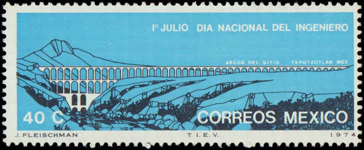 Mexico #1063, Complete Set, 1974, Bridges, Never Hinged