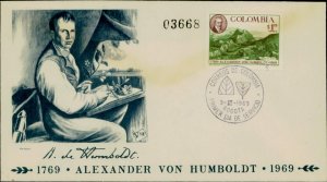13. FDC German naturalist and explorer Alexander von Humboldt 1969 Colombia