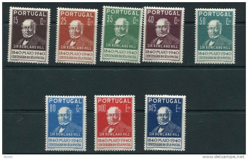 Portugal 1940 Sc 595-602 Mi 622-9 MH CV 100 euro Rowland Hill set