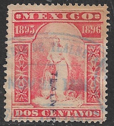 MEXICO 1895-96 2c Goddess Tyche Internal Revenue Rentas R130B TLALNEPANTLA Used