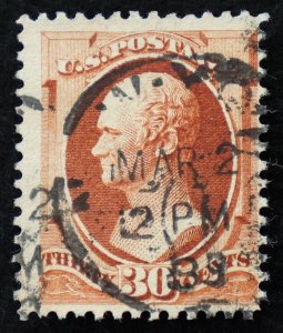 U.S. Used Stamp Scott #217 30c Hamilton. NY 1889 CDS Cancel. Scott: $90.00