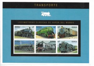 NICARAGUA 1996 Classic steam locomotives of the world Trains Souvenir sheet 2130