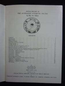 POSTAL HISTORY OF THE AUSTRALIAN ANTARCTIC 1911 - 1965 by ROY M MILNER