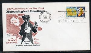 Canada #479 Meteorology FDC Cole Cover addr C764
