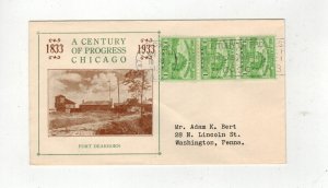 1933 CHICAGO WORLD'S FAIR 728-2A ADAM BERT CACHET TO HIM CV $30