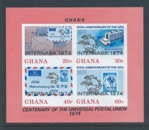 Ghana #524 B NH U.P.U. Centenary Imperf. SS Ovptd. Internaba 1974