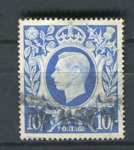 BRITAIN; 1940s early GVI pictorial issue fine used 10s. value