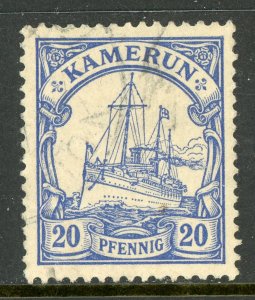 Cameroun 1900 Germany 20 pfg Yacht Ship Unwatermark Scott # 10 VFU E550