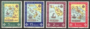 Sovereign Military Order of Malta 1968 Maps Sailing Ships set of 4 MNH