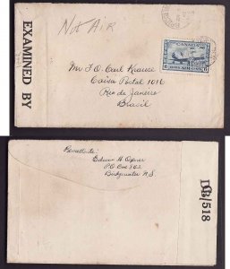 Canada-cover  #14024 -6c airmail to Brazil - Bridgewater, NS -