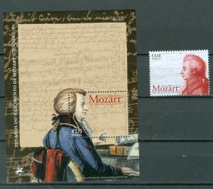 Portugal Scott 2833-2834 MNH**  2007  Mozart set