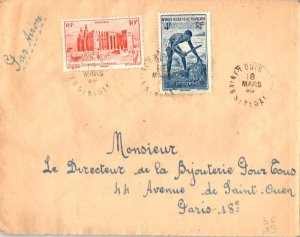 French West Africa 4F Dahomey Laborer and 10F Djenne Mosque, French Sudan 194...