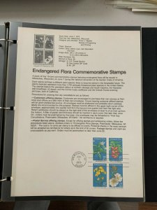 USPS Souvenir Page Scott 1783-1786, 1979 endangered flora stamps