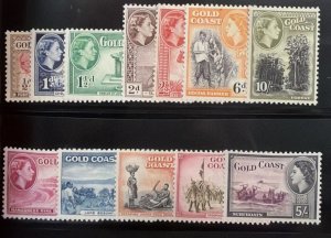 DP Stamps Gold Coast 1952-1954 SC 148-159 MNH VF Set