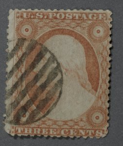 United States #26 Used  VG/Fine Nice Striped Circle Geometric Cancel